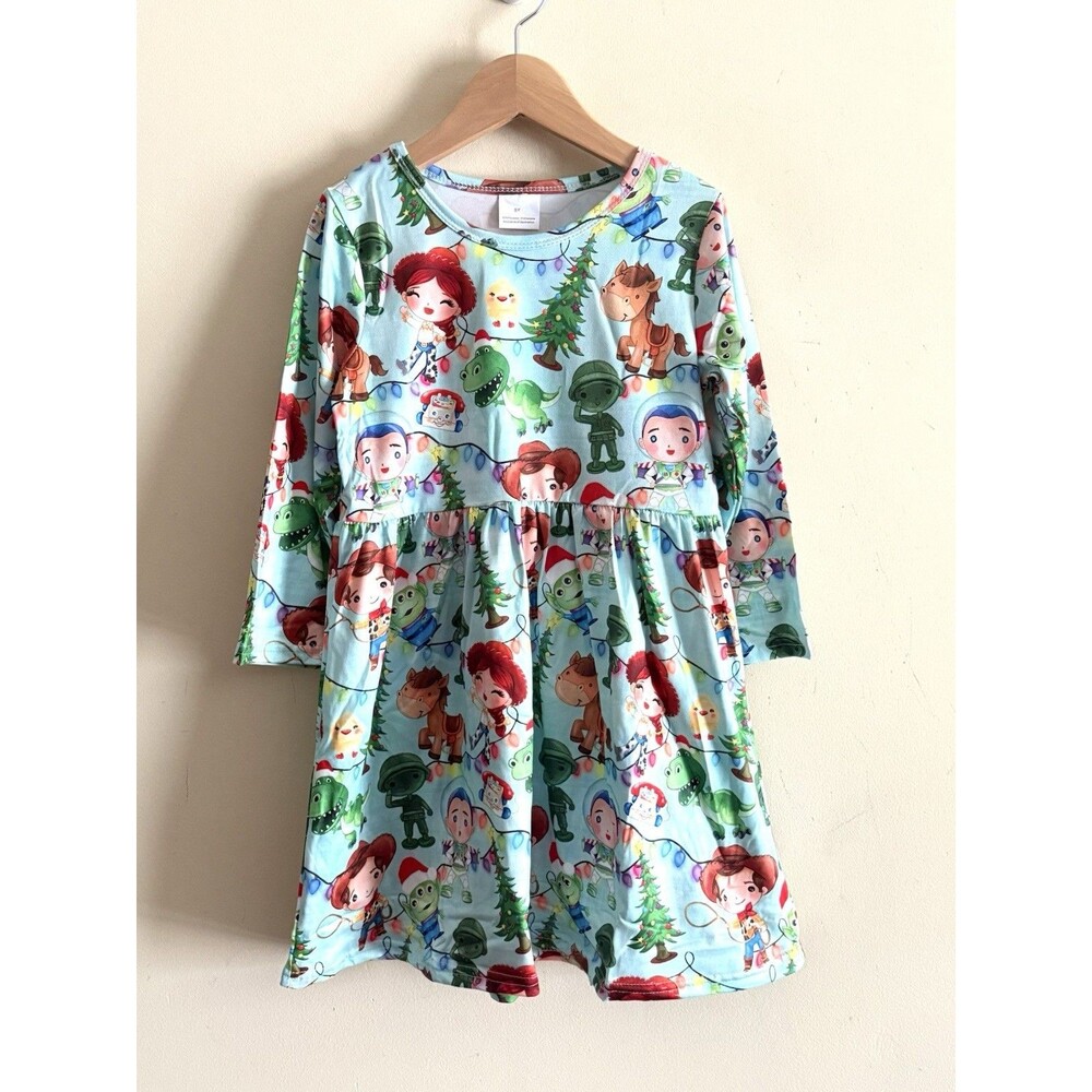 Girls Boutique Disney Holiday Dress Christmas Toy Story Woody Buzz Slinky 5T 5Y